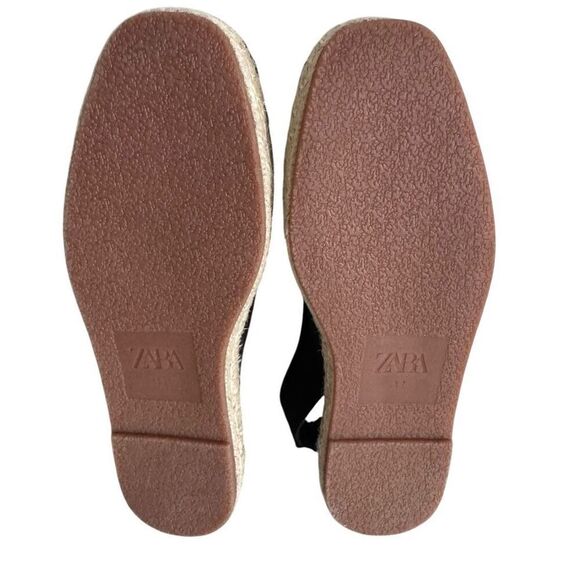 Zara Balletcore Bow Espadrilles Flats Black Size 37 - Picture 6 of 9